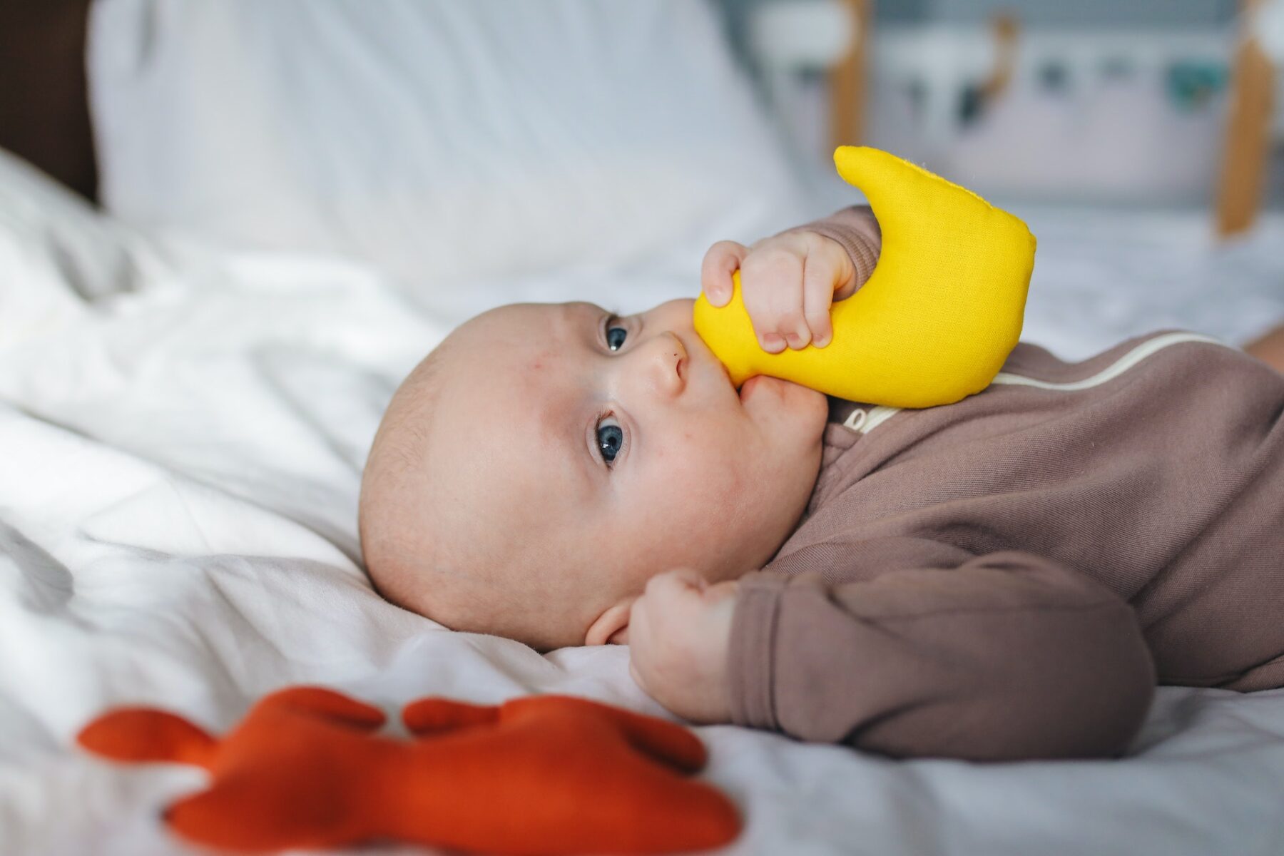 Baby playing with toys.