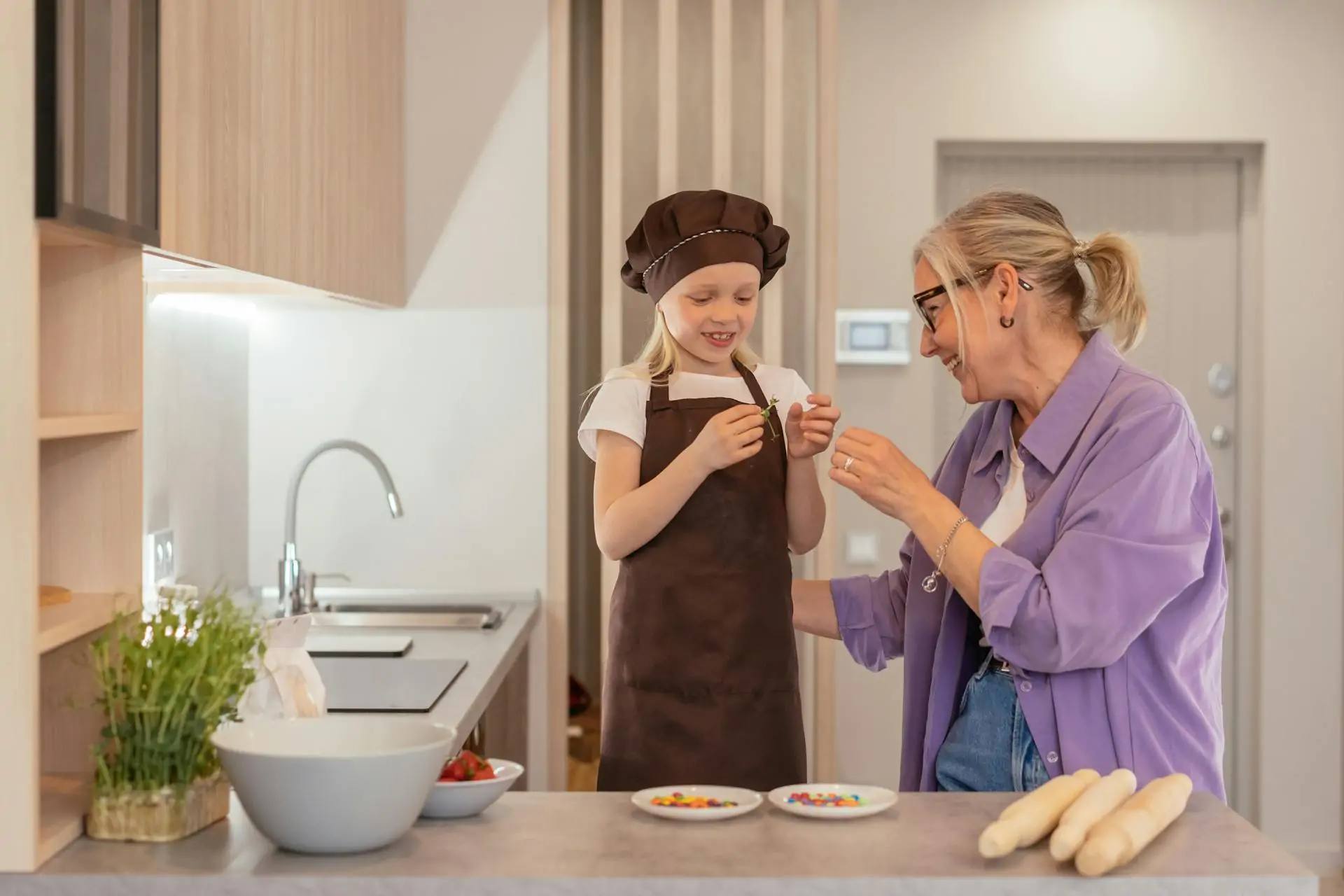 Kid baking.