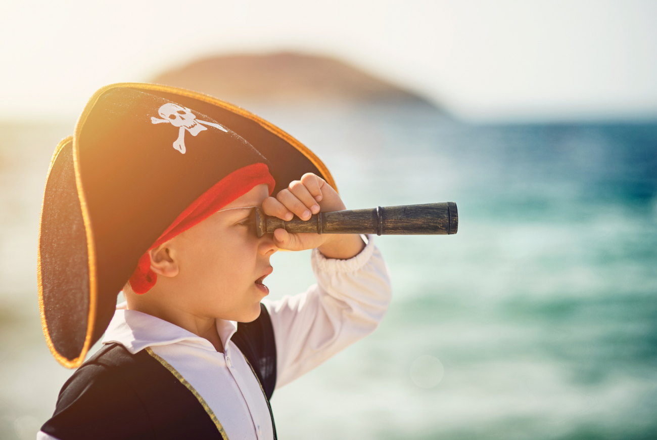 Small boy dressed as a pirate